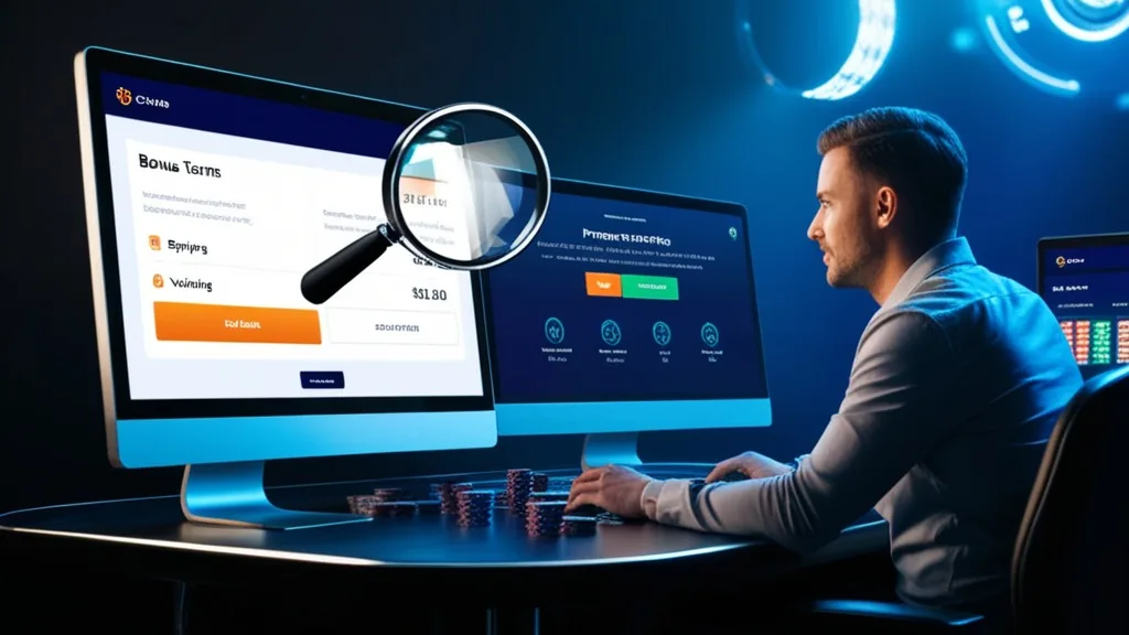 Casino bonus terms dashboard comparing 2026 promotion details