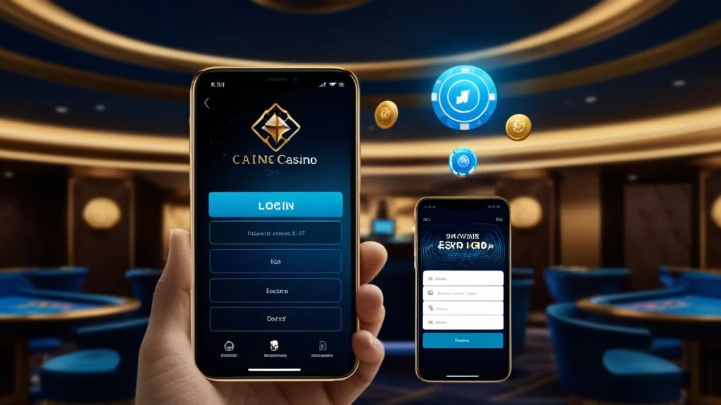 Mobile phone showing a casino login portal and app shortcut
