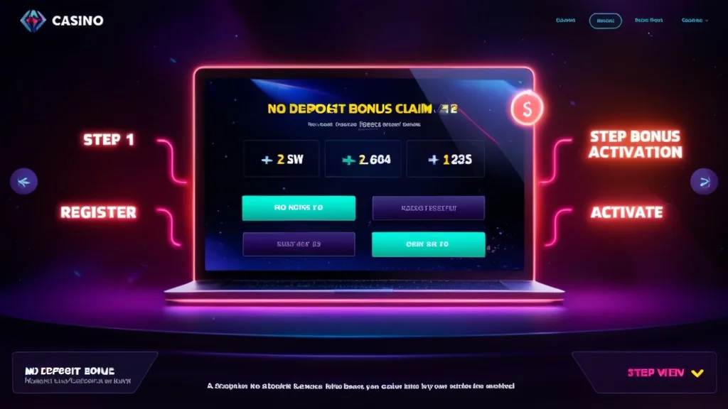 Casino bonus activation screen with step-by-step code entry