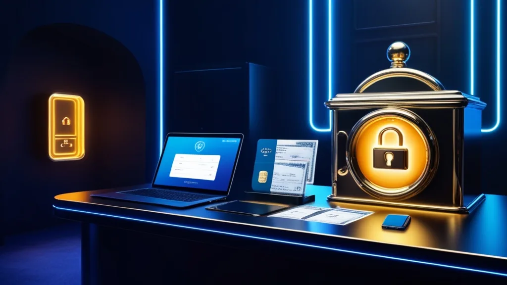 Verification documents beside a glowing payout screen in a dark casino setting